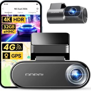 كاميرا تابلوه DDPAI N5 Dual أمامية بدقة 4K وخلفية 1080P مع GPS وتحكم صوتي