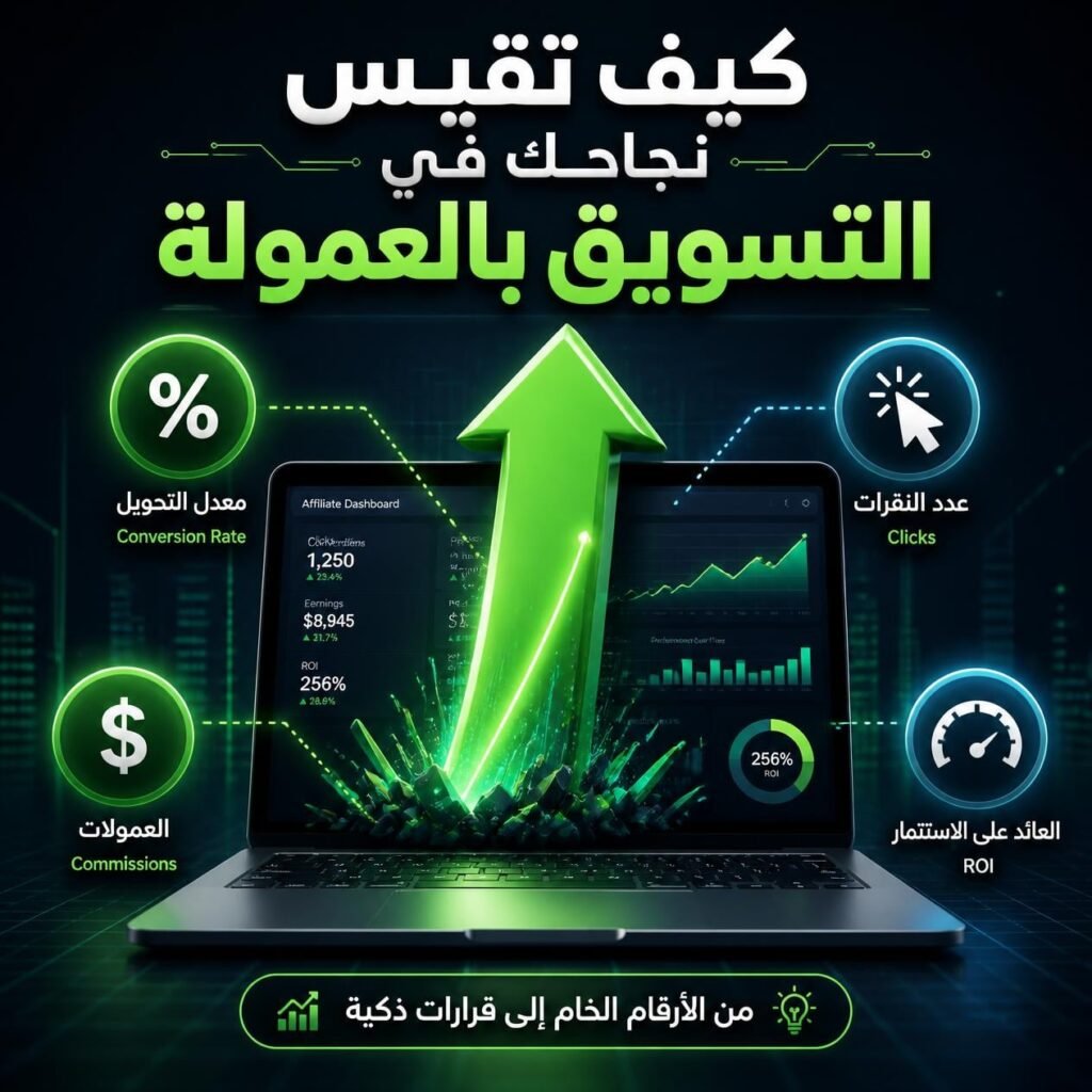 رسم بياني وإحصائيات توضح كيفية قياس نجاح حملات التسويق بالعمولة وتحليل الأداء