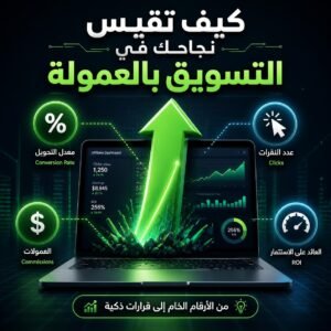رسم بياني وإحصائيات توضح كيفية قياس نجاح حملات التسويق بالعمولة وتحليل الأداء